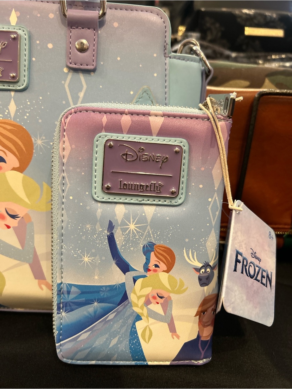 Disney Frozen Castle Print Lavender and Blue Satchel with Matching Wallet - Picture 3 of 6